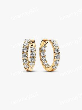 Sparkling Row Eternity Hoop Earrings